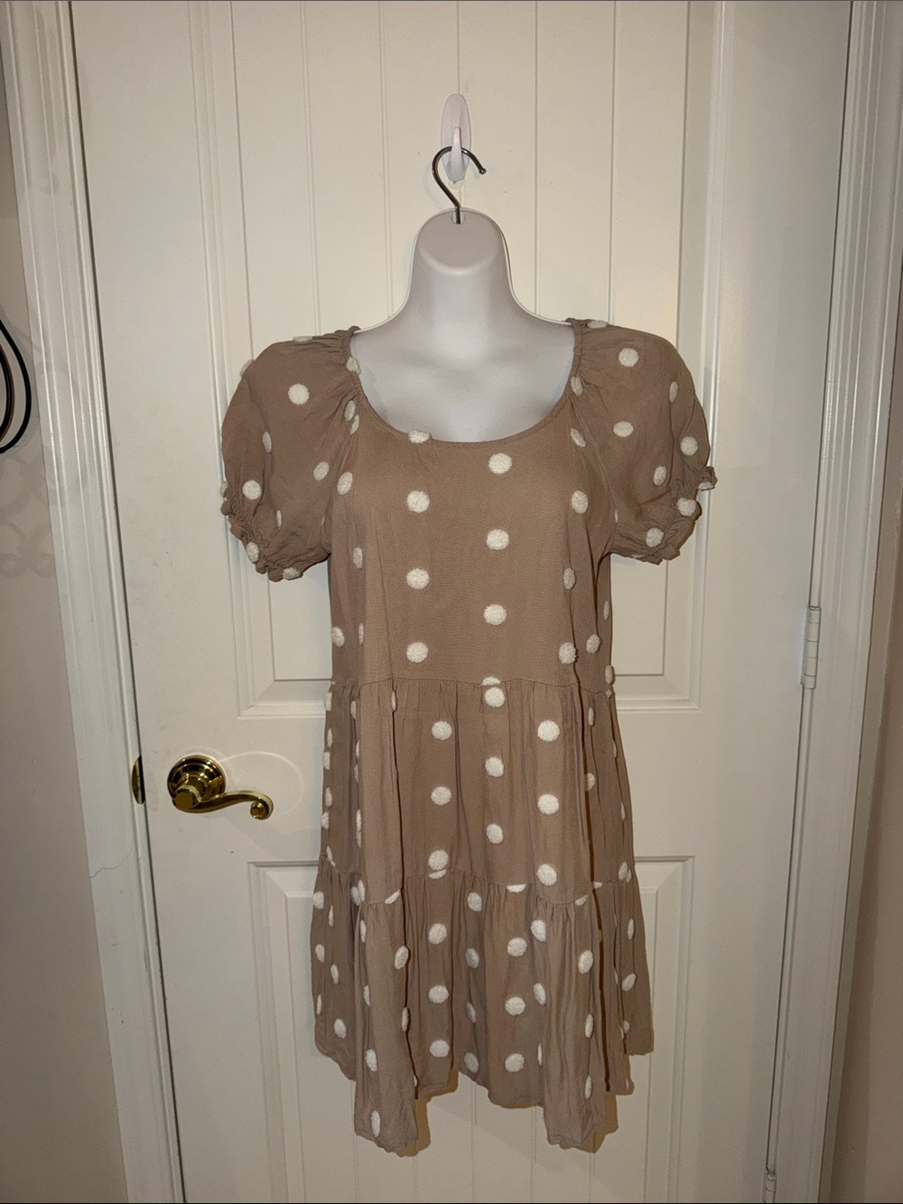 Blu Pepper Taupe Polka Dot Mini Dress
